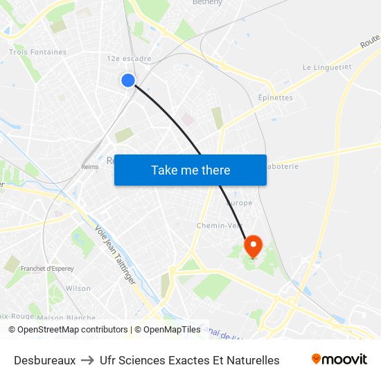 Desbureaux to Ufr Sciences Exactes Et Naturelles map