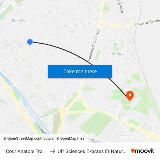 Cour Anatole France to Ufr Sciences Exactes Et Naturelles map