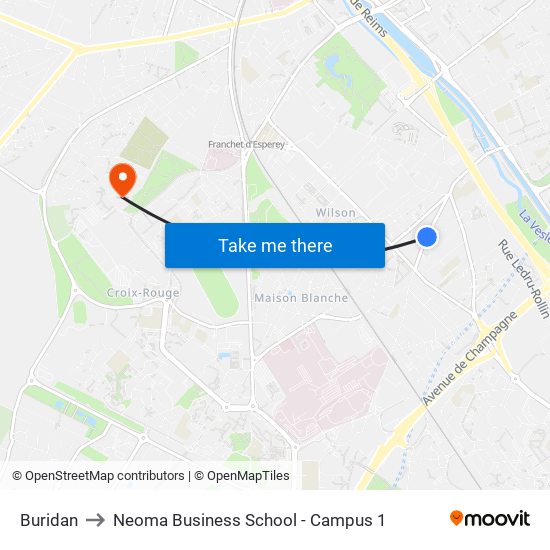 Buridan to Neoma Business School - Campus 1 map