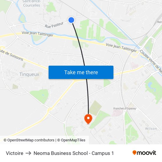 Victoire to Neoma Business School - Campus 1 map