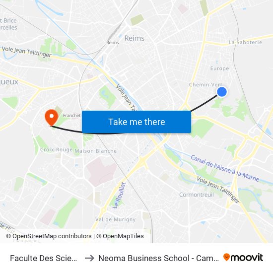 Faculte Des Sciences to Neoma Business School - Campus 1 map