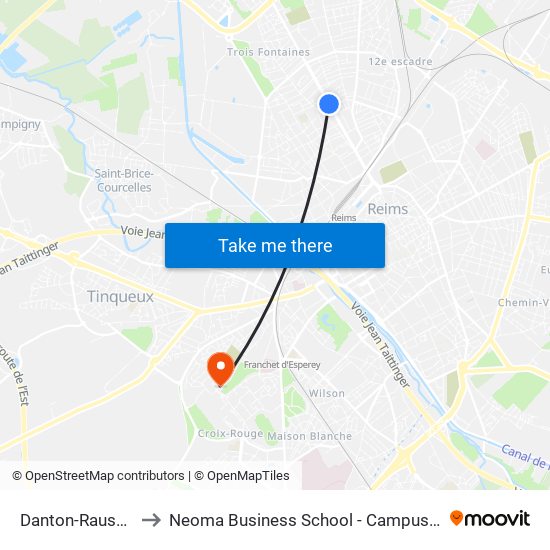 Danton-Rauseo to Neoma Business School - Campus 1 map