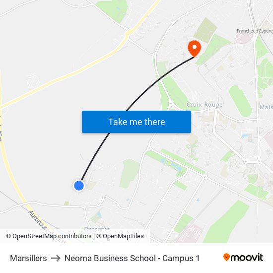 Marsillers to Neoma Business School - Campus 1 map