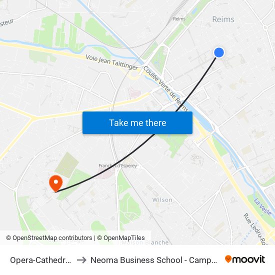 Carnot to Neoma Business School - Campus 1 map