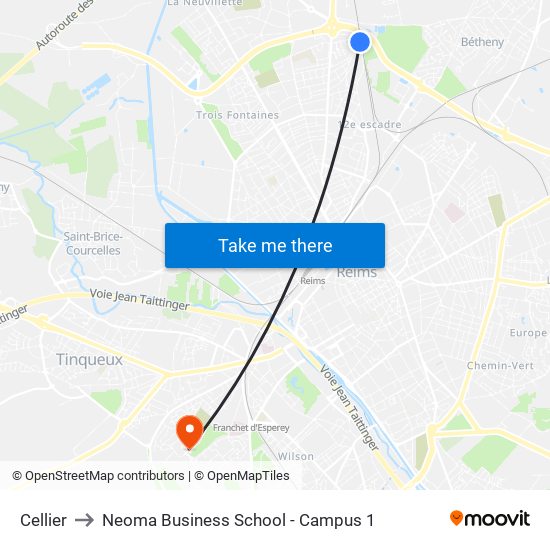 Cellier to Neoma Business School - Campus 1 map