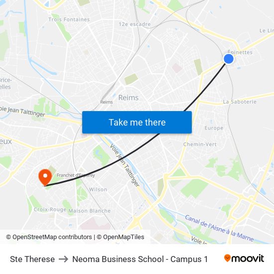 Ste Therese to Neoma Business School - Campus 1 map