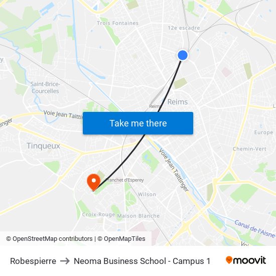 Robespierre to Neoma Business School - Campus 1 map