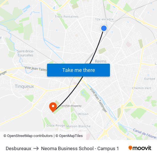 Desbureaux to Neoma Business School - Campus 1 map