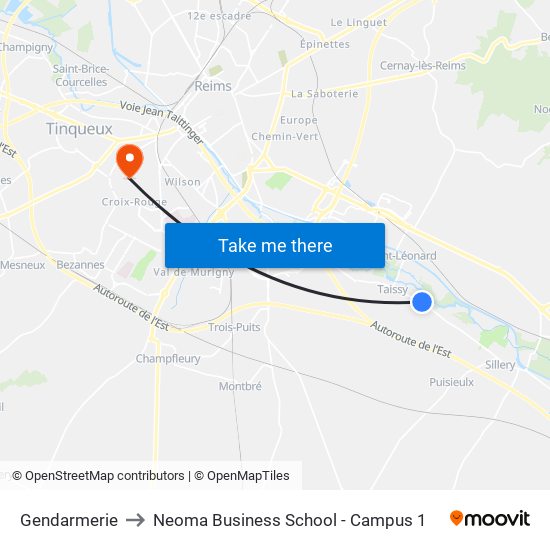 Gendarmerie to Neoma Business School - Campus 1 map