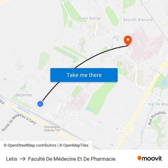 Letis to Faculté De Médecine Et De Pharmacie map