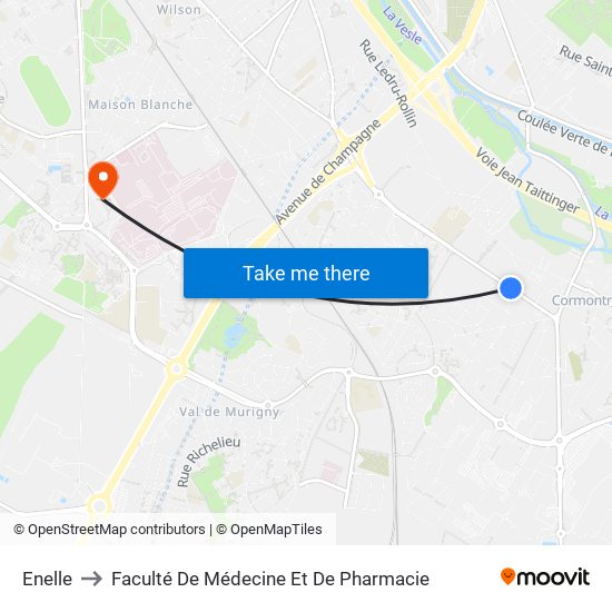 Enelle to Faculté De Médecine Et De Pharmacie map