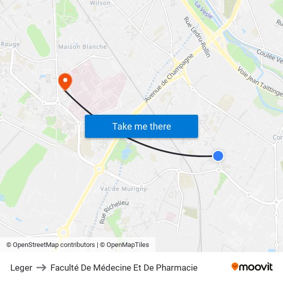 Leger to Faculté De Médecine Et De Pharmacie map