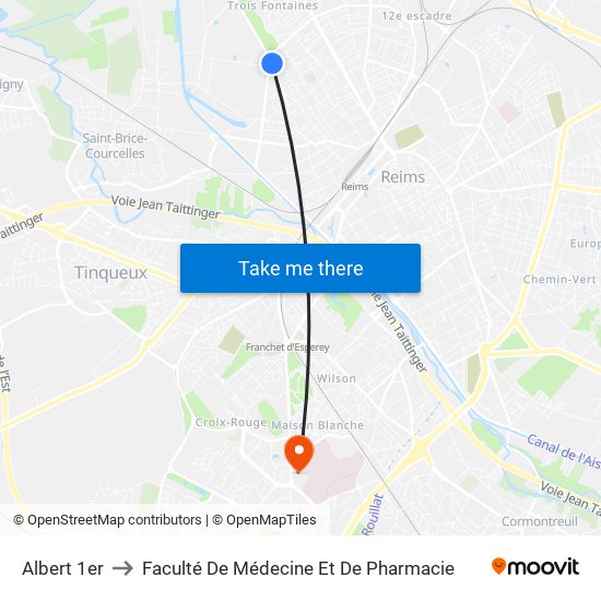 Albert 1er to Faculté De Médecine Et De Pharmacie map