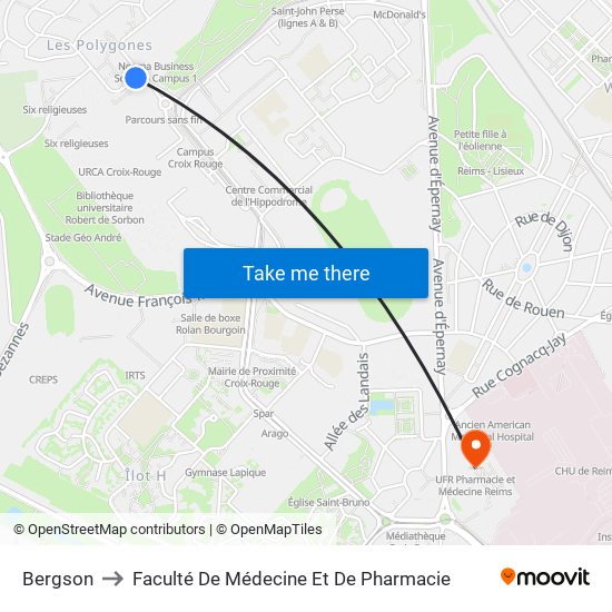 Bergson to Faculté De Médecine Et De Pharmacie map