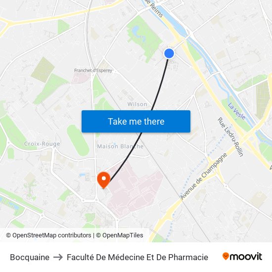 Bocquaine to Faculté De Médecine Et De Pharmacie map