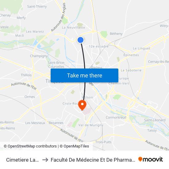 Cimetiere Laon to Faculté De Médecine Et De Pharmacie map