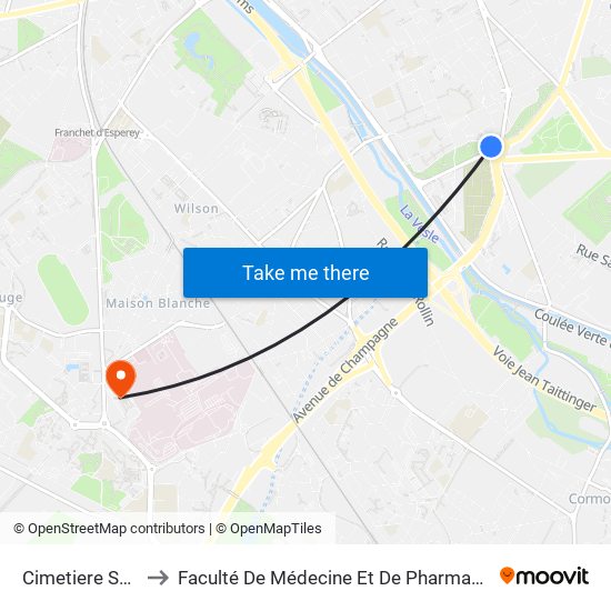 Cimetiere Sud to Faculté De Médecine Et De Pharmacie map