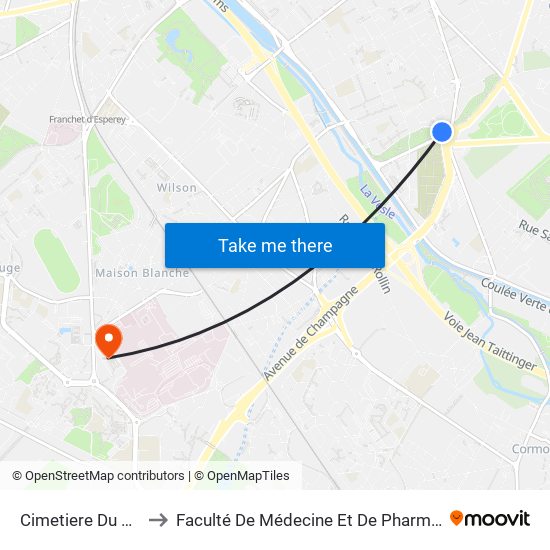 Cimetiere Sud to Faculté De Médecine Et De Pharmacie map