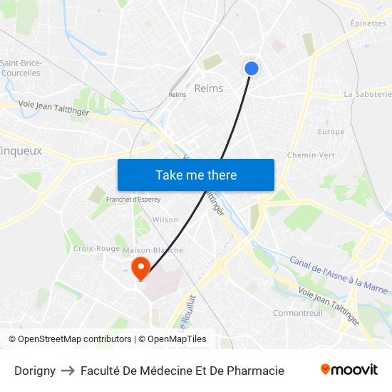 Dorigny to Faculté De Médecine Et De Pharmacie map