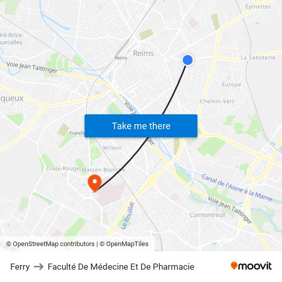 Ferry to Faculté De Médecine Et De Pharmacie map