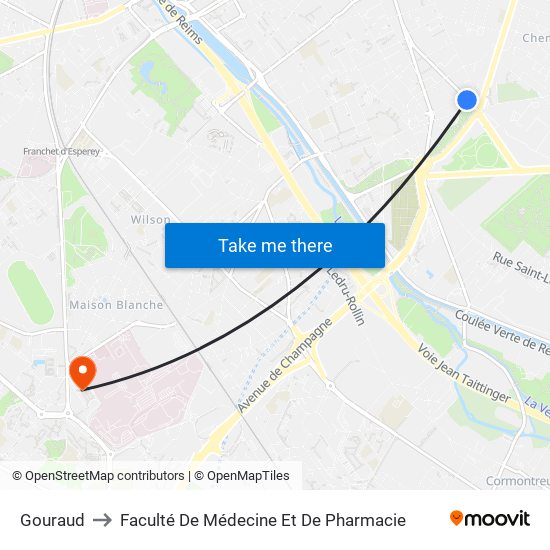 Gouraud to Faculté De Médecine Et De Pharmacie map