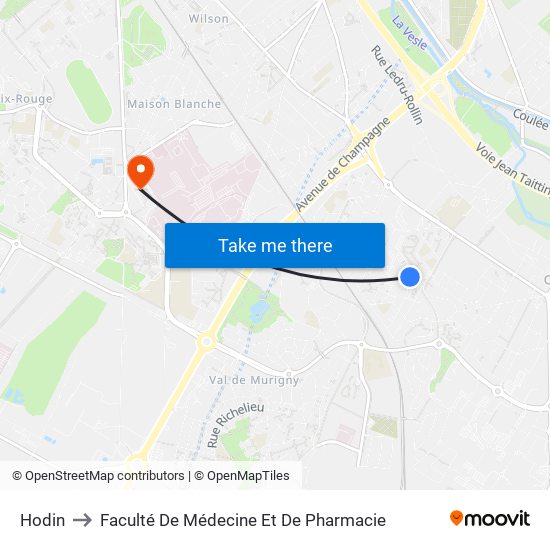 Hodin to Faculté De Médecine Et De Pharmacie map