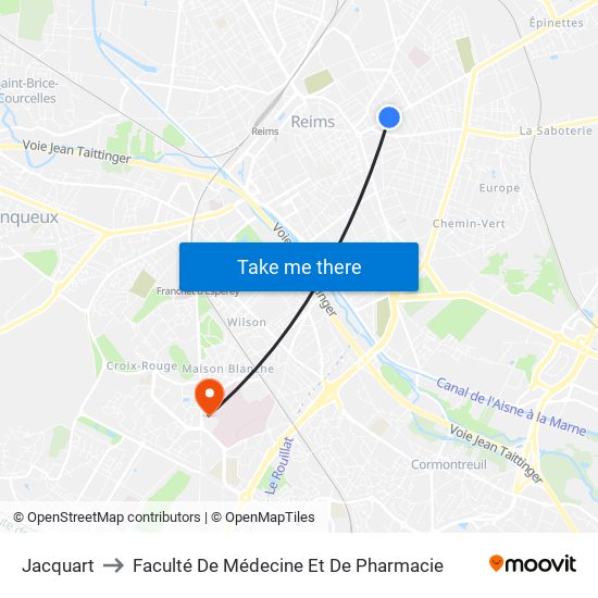 Jacquart to Faculté De Médecine Et De Pharmacie map
