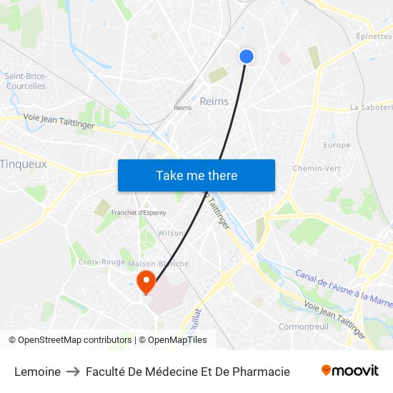 Lemoine to Faculté De Médecine Et De Pharmacie map