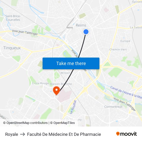 Royale to Faculté De Médecine Et De Pharmacie map