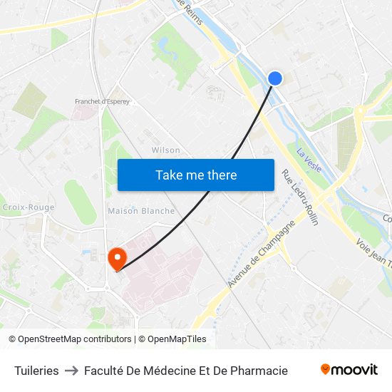 Tuileries to Faculté De Médecine Et De Pharmacie map