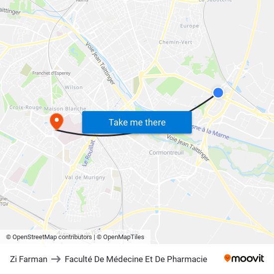 Zi Farman to Faculté De Médecine Et De Pharmacie map
