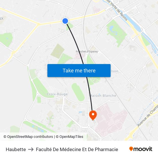 Haubette to Faculté De Médecine Et De Pharmacie map
