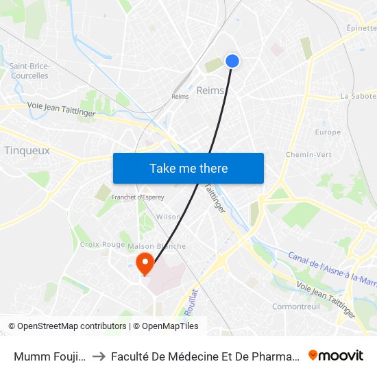 Mumm Foujita to Faculté De Médecine Et De Pharmacie map