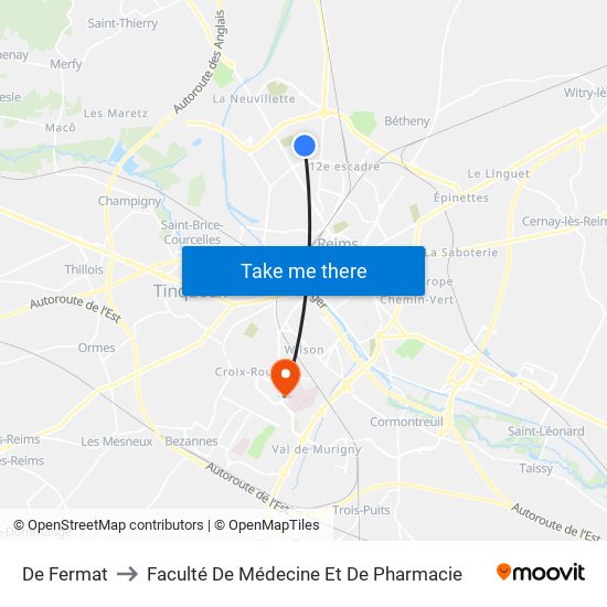 De Fermat to Faculté De Médecine Et De Pharmacie map