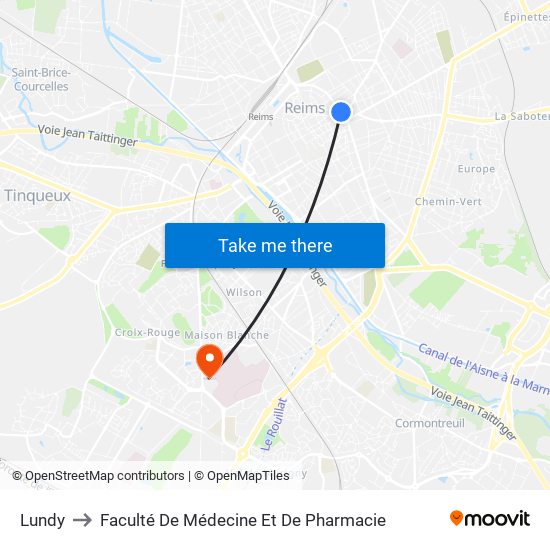 Lundy to Faculté De Médecine Et De Pharmacie map