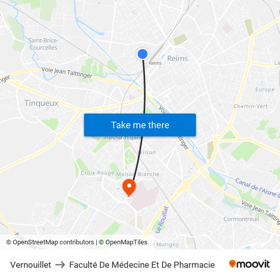 Vernouillet to Faculté De Médecine Et De Pharmacie map