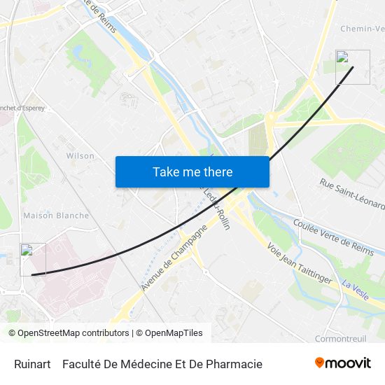Ruinart to Faculté De Médecine Et De Pharmacie map
