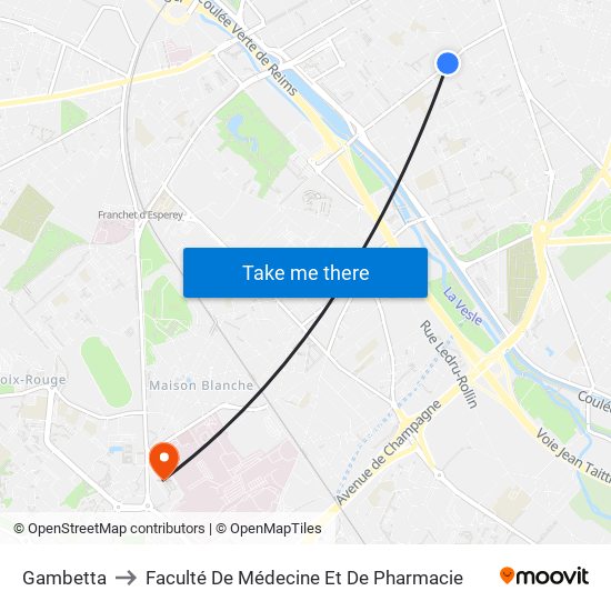 Gambetta to Faculté De Médecine Et De Pharmacie map