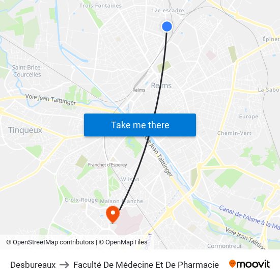 Desbureaux to Faculté De Médecine Et De Pharmacie map