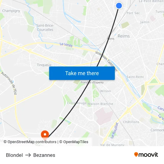 Blondel to Bezannes map