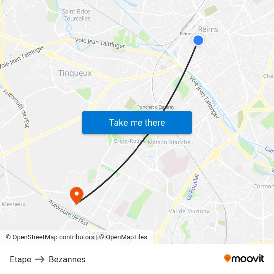 Etape to Bezannes map