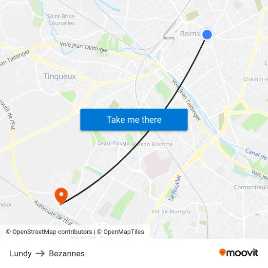 Lundy to Bezannes map