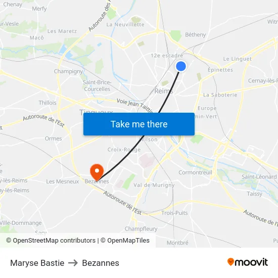 Maryse Bastie to Bezannes map