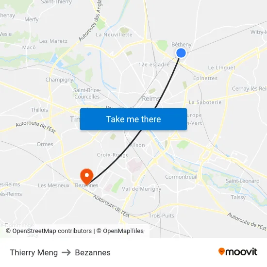Thierry Meng to Bezannes map