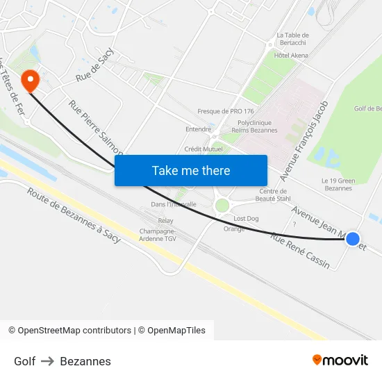 Golf to Bezannes map