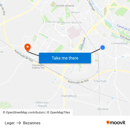 Leger to Bezannes map