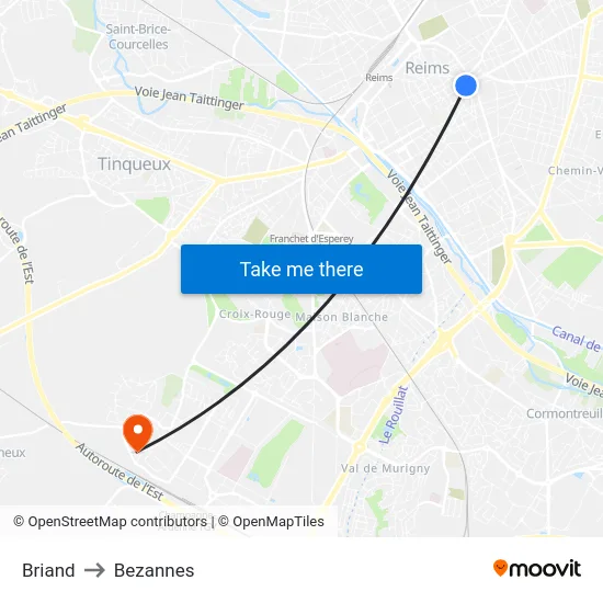 Briand to Bezannes map