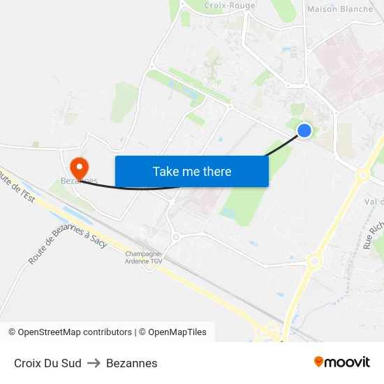 Croix Du Sud to Bezannes map