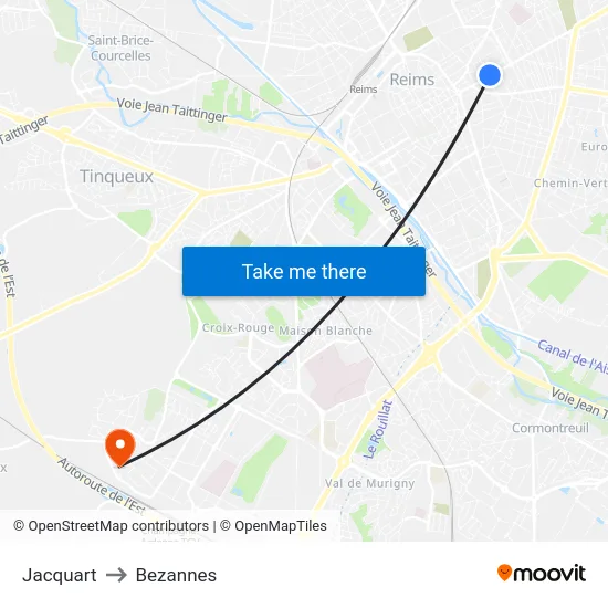 Jacquart to Bezannes map