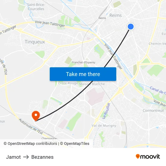 Jamot to Bezannes map